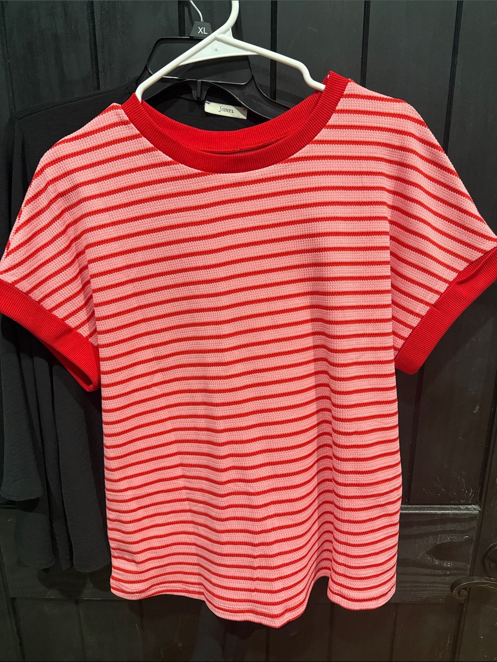 Striped Crewneck Sweater in Pink and Red - Size M